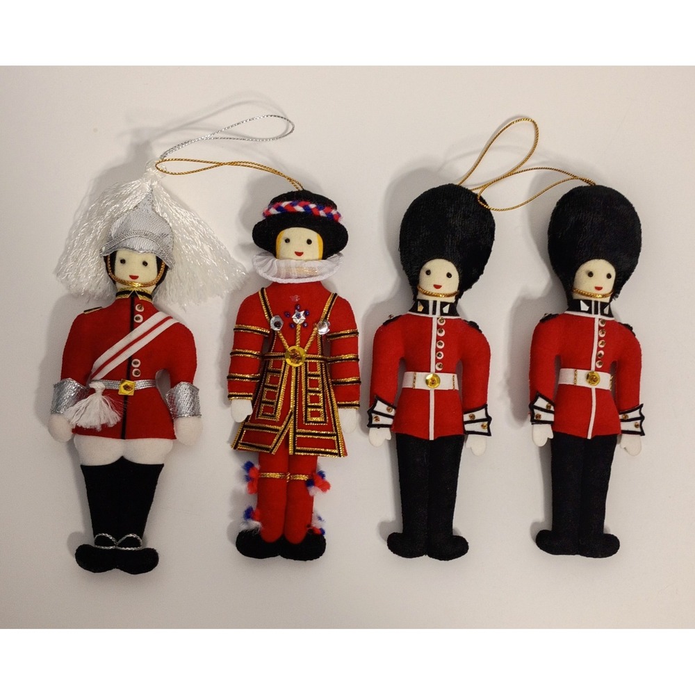 Lot of 4 St Nicolas Felt Ornaments British Royal Historic Beefeater Guardsman 6"